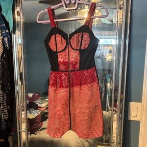 Elegant Red and Black Women's Dress